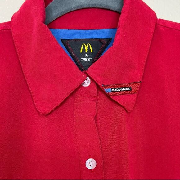 Vintage Crest McDonalds Uniform Shirt Womens Short Sleeve Red Button Down Medium - Picture 5 of 15